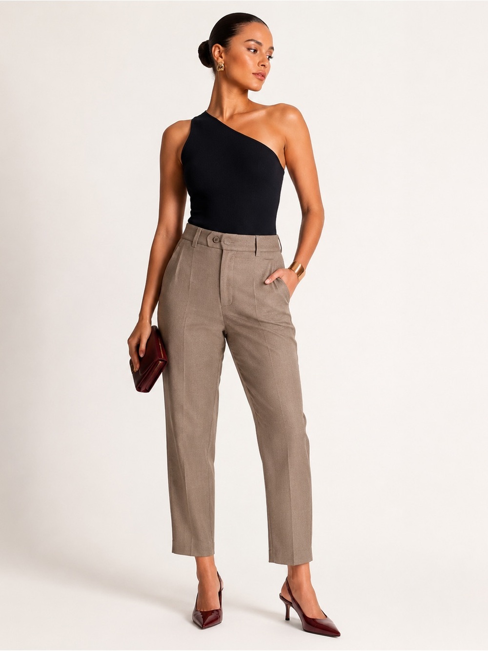 Vince Women’s Size 2 Taupe Brown Cropped Tapered Ankle Trouser Pants Career